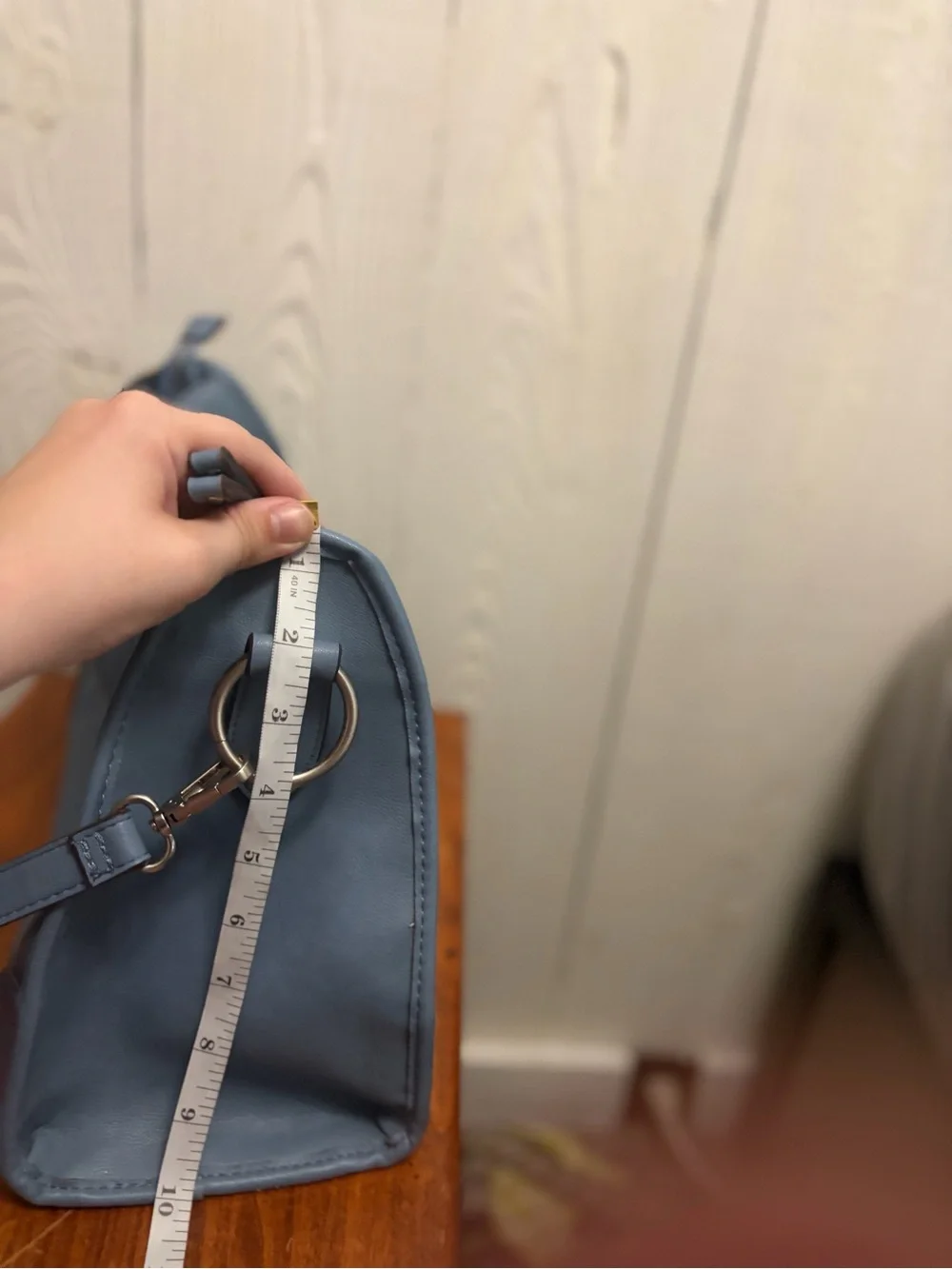 FRYE AND CO. Steel Blue Faux Leather Satchel Crossbody Bag